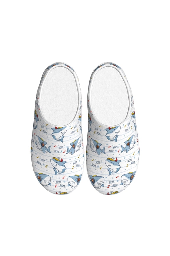 Music Shark Women's Men's Slippers Plush Slip-On House Slipper for Winter Indoor Soft Cushion Non-slip Fluffy Slides Slippers-37/38