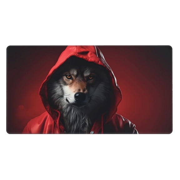 Kdxio Mysterious Hooded Wolf Print Large Gaming Mouse Pad,Non-Slip Base,Water Resist Keyboard Pad for Gamer,Office & Home,29.5 x 15.8 in