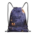 thumbnail image 1 of Kdxio Mystery House Halloween Night Print Drawstring Backpack Bag,Waterproof Draw String Back Sack, Gym Drawstring Bags Swim Bag For Unisex, 1 of 5