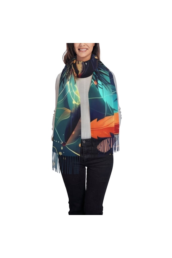Mystic Wolf Dreamcatcher Women's Scarf Womens Winter Scarf, Fashion Scarfs for Women, Shawls and Wraps, Long Blanket Scarf