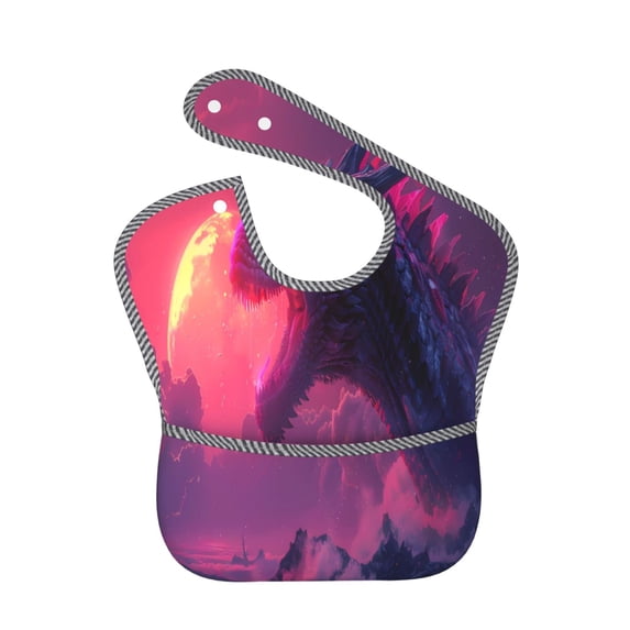 Kdxio Mystical Dragon Under Moon Bibs For Babies, Baby Bibs for Eating, Toddler Bibs, Waterproof Bibs, Feeding Bibs, for Toddlers, Boys, Girls