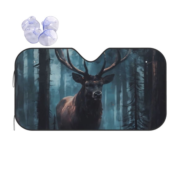 Kdxio Mystical Forest Elk Print Front Windshield Sun Shade,Folding Auto Sunshade for Car Truck SUV-Medium