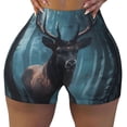 thumbnail image 1 of Kdxio Mystical Forest Elk Print Workout Shorts for Women Seamless Soft Smooth Gym Yoga Scrunch Active Shorts, 1 of 5