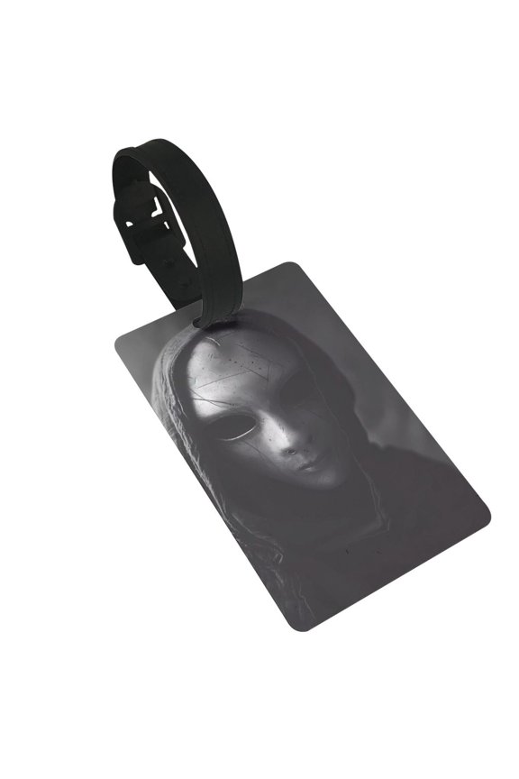 Mystical Masked Figure Monochrome Luggage Tags Privacy Cover ID Label Suitcase Tags Identifiers For School Bags,Suitcases