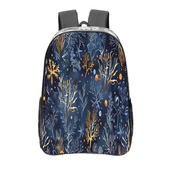 Kdxio Mystical Underwater Coral Scene Clear Backpack, Transparent Bookbag for School for Women Men, Capacity Clear Bag for College, Travel