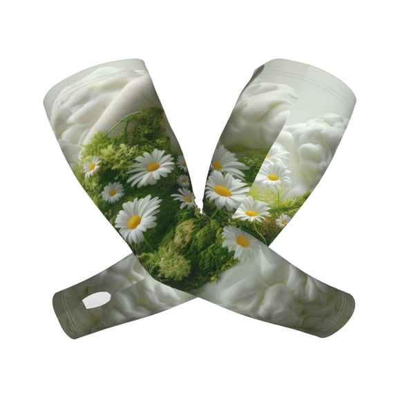 Kdxio Nature Hand Daisies Art Print UV Sun Protection Arm Sleeves - Tattoo Cover Up - Basketball Arm Sleeve UPF 50 Cooling for Men Women