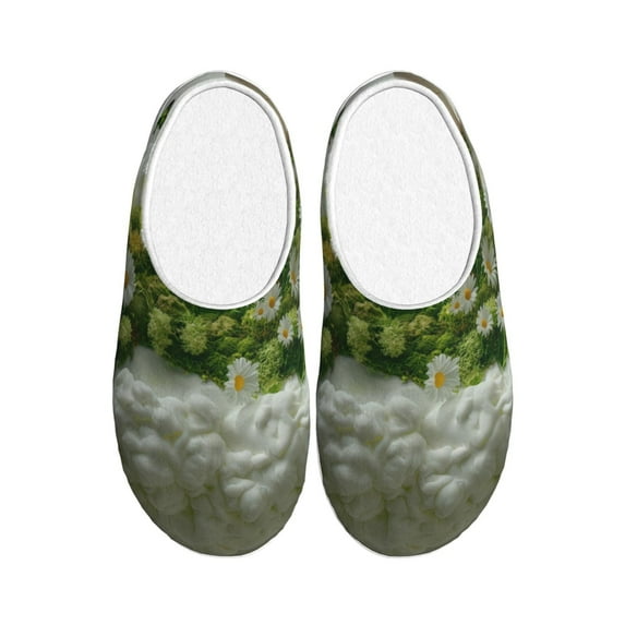 Kdxio Nature Hand Daisies Art Women's Men's Slippers Plush Slip-On House Slipper for Winter Indoor Soft Cushion Non-slip Fluffy Slides Slippers-11