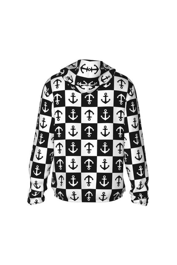 Nautical Anchors1 Print Women Men Sun Protection UPF 50+ Jackets Zip Up Long Sleeve Hoodie Hiking Lightweight with Pockets