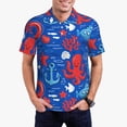 thumbnail image 1 of Kdxio Nautical Animals Print Men's Short Sleeve Polo Shirt,Midweight Men's Shirt, 1 of 5