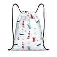 thumbnail image 1 of Kdxio Nautical Lighthouse Sailboat Print Drawstring Backpack Bag,Waterproof Draw String Back Sack, Gym Drawstring Bags Swim Bag For Unisex, 1 of 9
