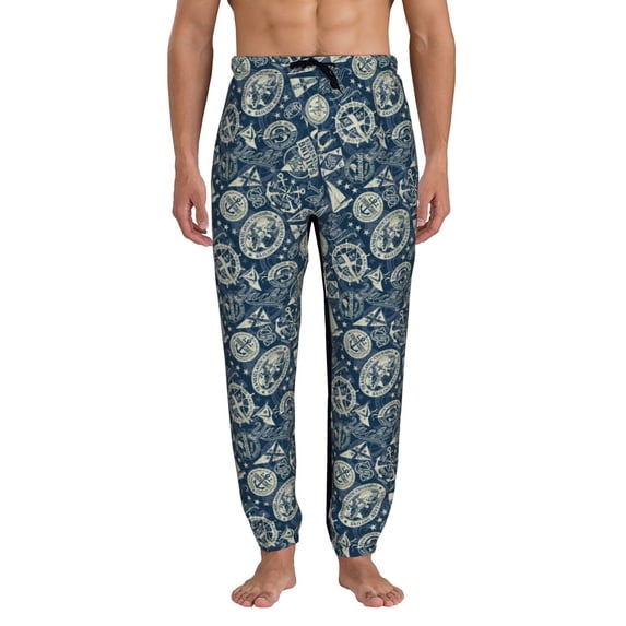 Kdxio Nautical Style Pattern Joggers,Sweatpants for Men with Pockets-Medium