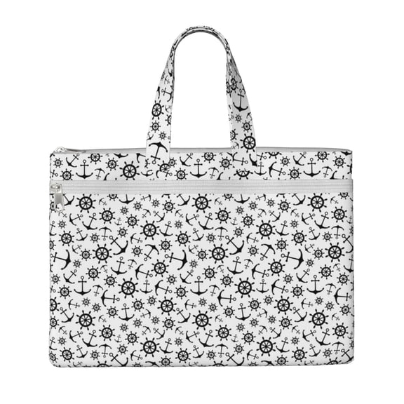 Kdxio Nautical Themed Simple Anchors File Tote Document Bag Business Briefcase Bag Document Organizer Tote Briefcase for Letter A4 Files Business Teacher Office Bag