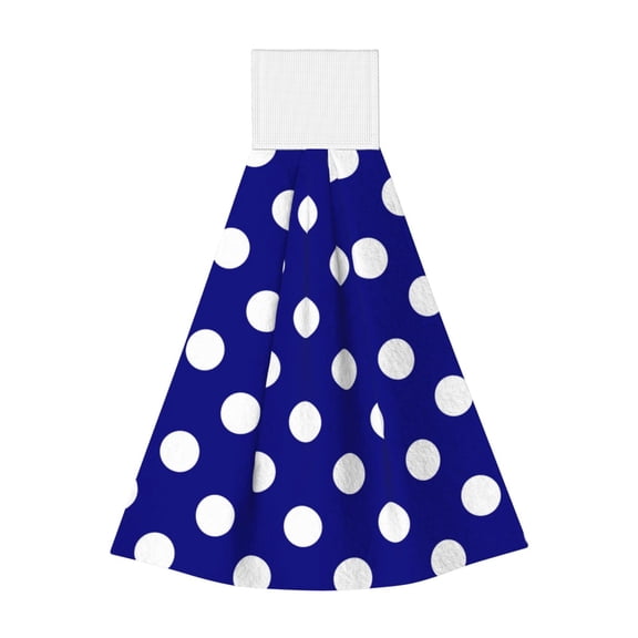 Kdxio Navy And White Polka Dot Hand Towel with Loop Hanging Towel Absorbent Tie Towels for Kitchen Tea Bar Bathroom Decor