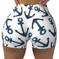 thumbnail image 1 of Kdxio Navy Blue Anchors Print Workout Shorts for Women Seamless Soft Smooth Gym Yoga Scrunch Active Shorts, 1 of 9
