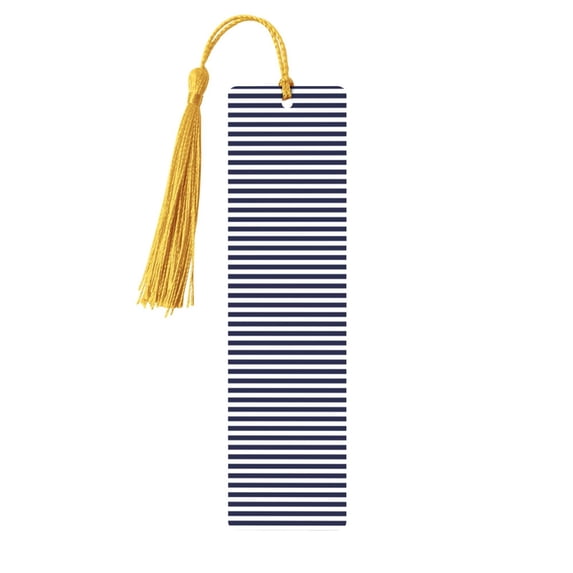 Kdxio Navy Blue And White Stripes Print Metal Tassel Bookmarks,Perfect Gift for Art Lovers and Bookworms Metal Bookmarks for Women