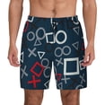 thumbnail image 1 of Kdxio Navy Blue Geometric Print Men's Swim Trunks with Compression Liner 7 Inch Inseam Quick Dry Swim Shorts, 1 of 7
