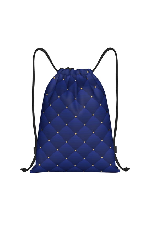 Navy Blue Print Drawstring Backpack Bag,Waterproof Draw String Back Sack, Gym Drawstring Bags Swim Bag For Unisex