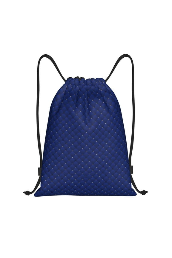 Navy Blue Print Drawstring Backpack Bag,Waterproof Draw String Back Sack, Gym Drawstring Bags Swim Bag For Unisex