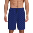 thumbnail image 1 of Kdxio Navy Blue Print Mens Sleep Shorts Bottoms Soft Comfy Pajama Wear Pants with Drawstring Pockets, 1 of 7