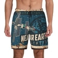 thumbnail image 1 of Kdxio Near Earth Station Print Men'S Swim Trunks With Compression Liner 7 Inch Inseam Quick Dry Swim Shorts, 1 of 7