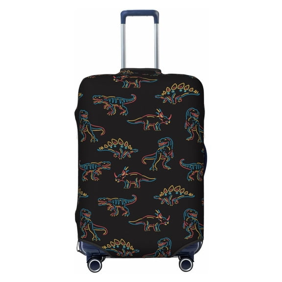 Kdxio Neon Dinosaur Pattern Luggage Cover for Travel,Elastic and Durable,Fits 18-32 Inch,-No luggage included