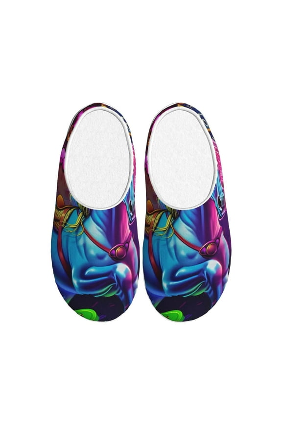 Neon Free Play Women's Men's Slippers Plush Slip-On House Slipper for Winter Indoor Soft Cushion Non-slip Fluffy Slides Slippers-37/38