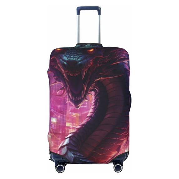 Kdxio Neon Futuristic Dragon Pattern Luggage Cover for Travel,Elastic and Durable,Fits 18-32 Inch,Anti-Scratch Suitcase Protector-No luggage included