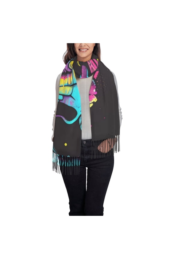 Neon Gothic Skull Moon Women's Scarf Womens Winter Scarf, Fashion Scarfs for Women, Shawls and Wraps, Long Blanket Scarf