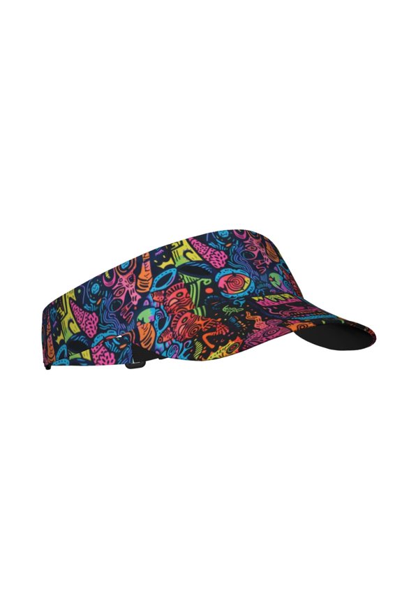 Neon Graffiti Urban Art Print Sun Visor Hat Golf Visor Adjustable Velcro Outdoor Sports Cap for Men Women