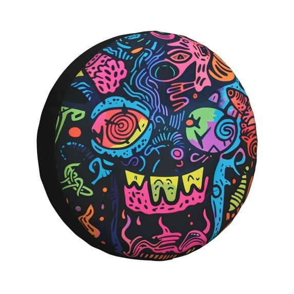 Kdxio Neon Graffiti Urban Art for Tire Cover Wheel Protectors Tyre Covers Weatherproof Wheel Covers Universal Fit for Trailer Rv SUV Truck Camper Travel Trailers 16 inch