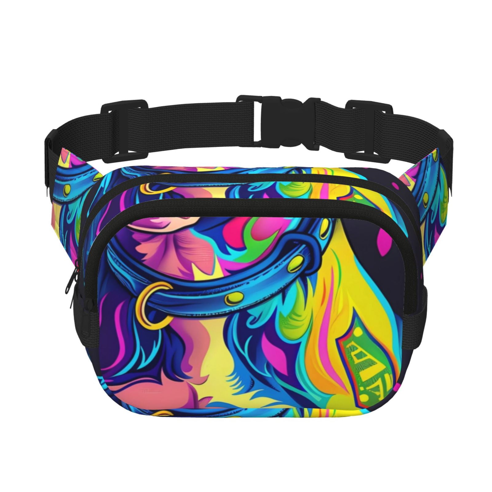 Kdxio Neon Pop Art Pitbull Crossbody Double Layer Waist Bag Belt