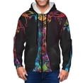 thumbnail image 1 of Kdxio Neon Psychedelic Giraffe Print Men Hoodies Casual Hoodies for Men with Zip Pockets Full Zip Long Sleeve Sweatshirt Sports Hooded Jacket-Small, 1 of 5