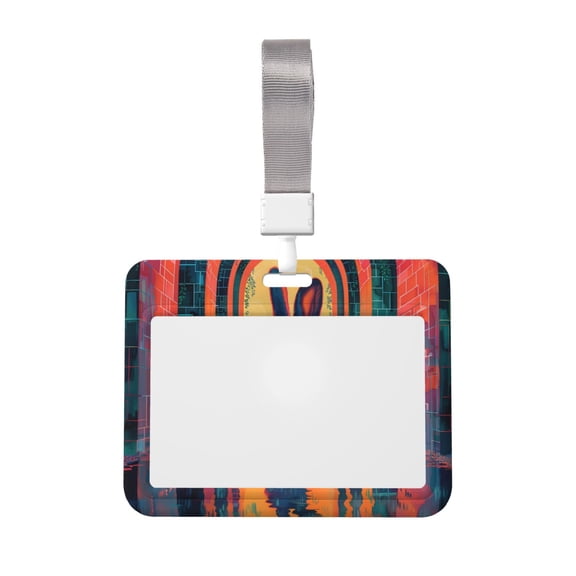 Kdxio Neon Rabbit In Archway Card Badge Holder Work Badge Sleeve for Office, School, Factory, ID Credit Cards, Driver Licenses and Passes