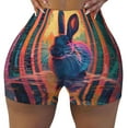 thumbnail image 1 of Kdxio Neon Rabbit In Archway Print Workout Shorts for Women Seamless Soft Smooth Gym Yoga Scrunch Active Shorts, 1 of 5