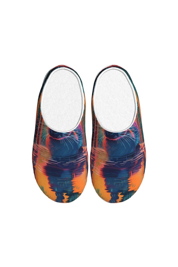Neon Rabbit In Archway Women's Men's Slippers Plush Slip-On House Slipper for Winter Indoor Soft Cushion Non-slip Fluffy Slides Slippers-8
