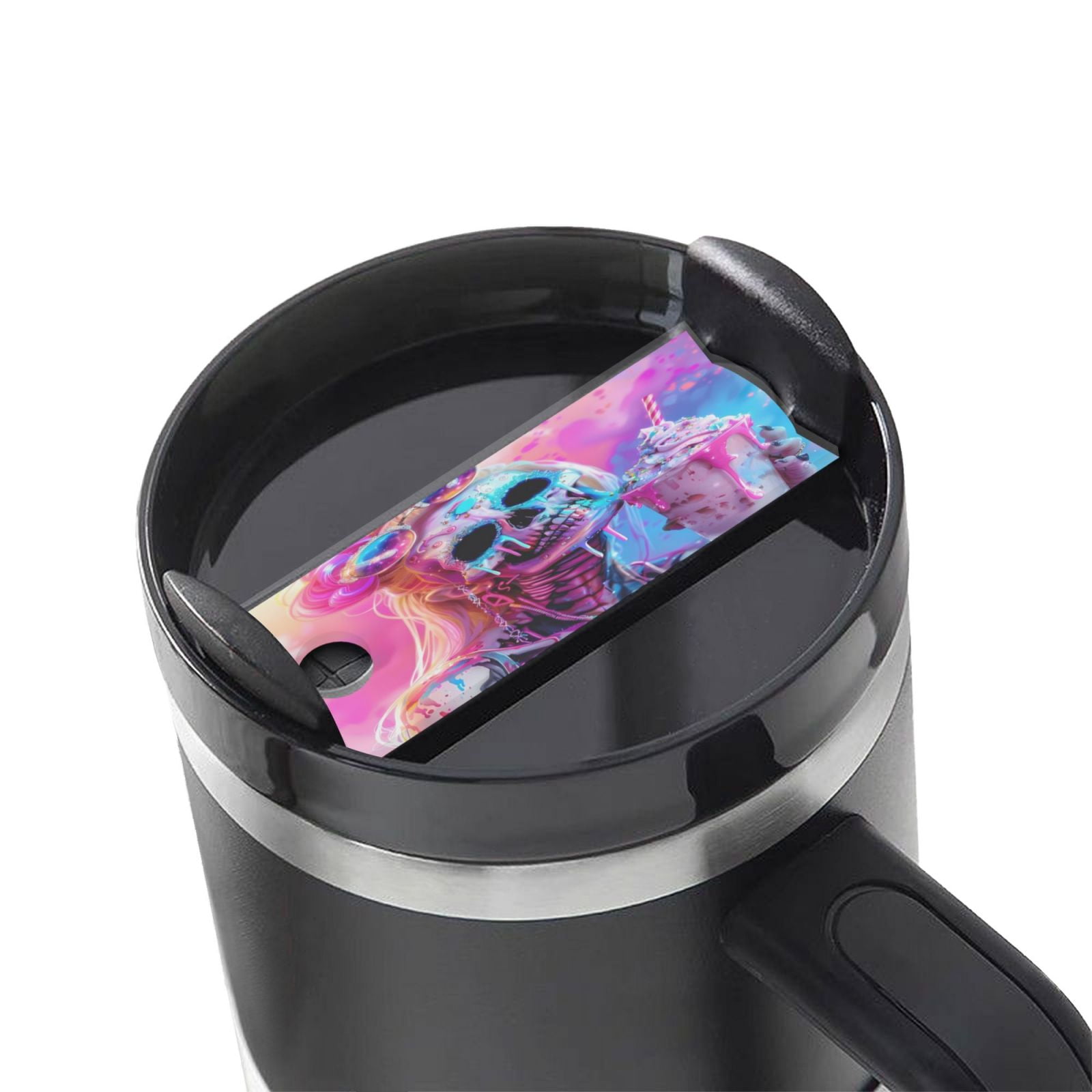 Kdxio Neon Skull With Milkshake Name Plate Compatible Stanley Cups Name ...