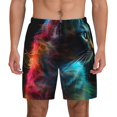 thumbnail image 1 of Kdxio Neon Spectrum Cat Portrait Print Men's Swim Trunks with Compression Liner 7 Inch Inseam Quick Dry Swim Shorts, 1 of 5