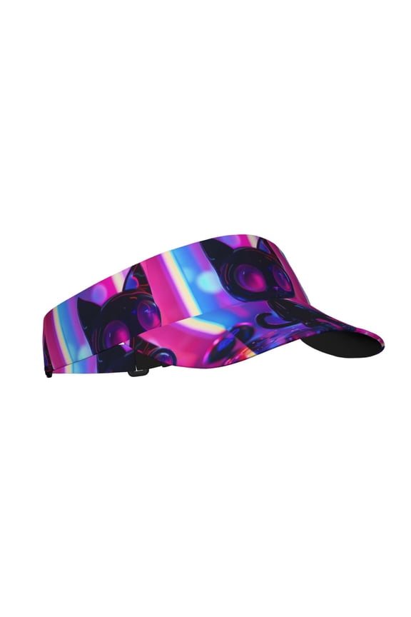 Neon Toy Cat Reflections Print Sun Visor Hat Golf Visor Adjustable Velcro Outdoor Sports Cap for Men Women