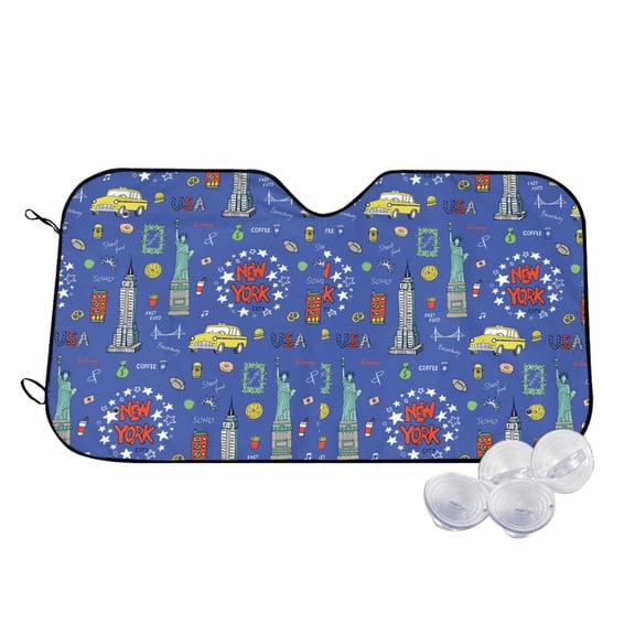 Kdxio New-York City Print Windshield Sun Shade,UV Rays and Sun Heat Protection,Sunshade for Car Windshield,Car Shade Front Windshield - Small