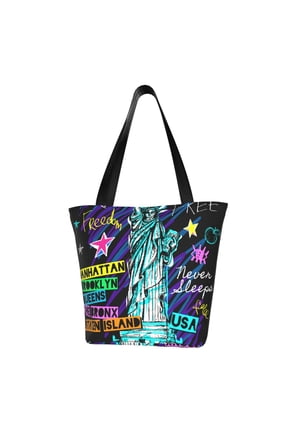 New York City Women Reusable Grocery Bags Foldable Ripstop,Reusable Shopping Bags for Shopping,Gym,Gift