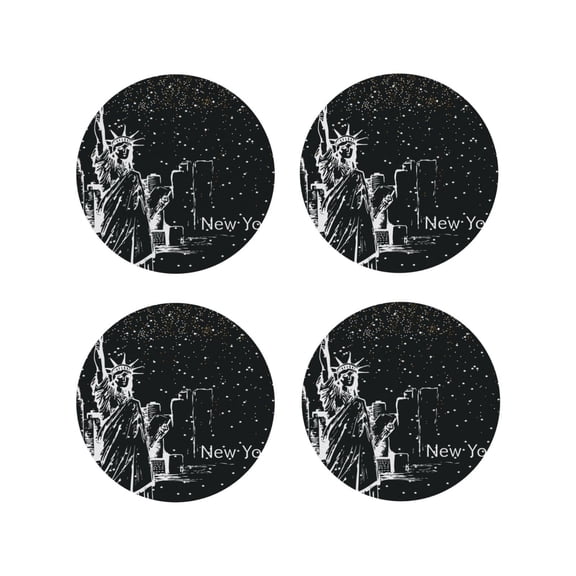 Kdxio New York City1 Funny Coasters,4 Pcs Leather Coasters,Housewarming Gifts,Protect Furniture from Water Marks Scratch and Damage