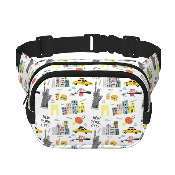 Kdxio New York Crossbody Double Layer Waist Bag Belt Bag for Unisex Fanny Pack Fashion Waist Packs for Hiking Running Shopping Traveling