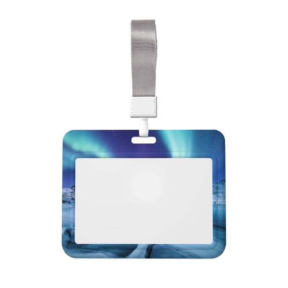 Kdxio Night At Lake Aurora 1 Card Badge Holder Work Badge Sleeve for Office, School, Factory, ID Credit Cards, Driver Licenses and Passes