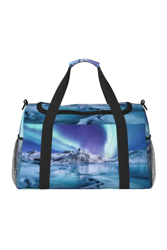 Night At Lake Aurora 1 Travel Duffel Bag Gym Bag Weekender Travel Bag Gym Bag for Women &Men Airplane Travel Essentials for Flying