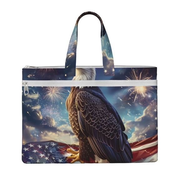 Kdxio Night Sky Bald Eagle File Tote Document Bag Business Briefcase Bag Document Organizer Tote Briefcase for Letter A4 Files Business Teacher Office Bag