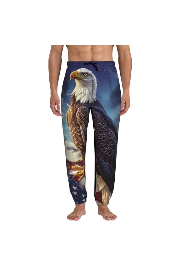 Night Sky Bald Eagle Pattern Joggers,Sweatpants for Men with Pockets-XX-Large