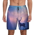 thumbnail image 1 of Kdxio Night Sky Elk Print Men's Swim Trunks with Compression Liner 7 Inch Inseam Quick Dry Swim Shorts, 1 of 5