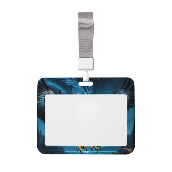 Kdxio Night Sky Forest Bald Eagle Card Badge Holder Work Badge Sleeve for Office, School, Factory, ID Credit Cards, Driver Licenses and Passes