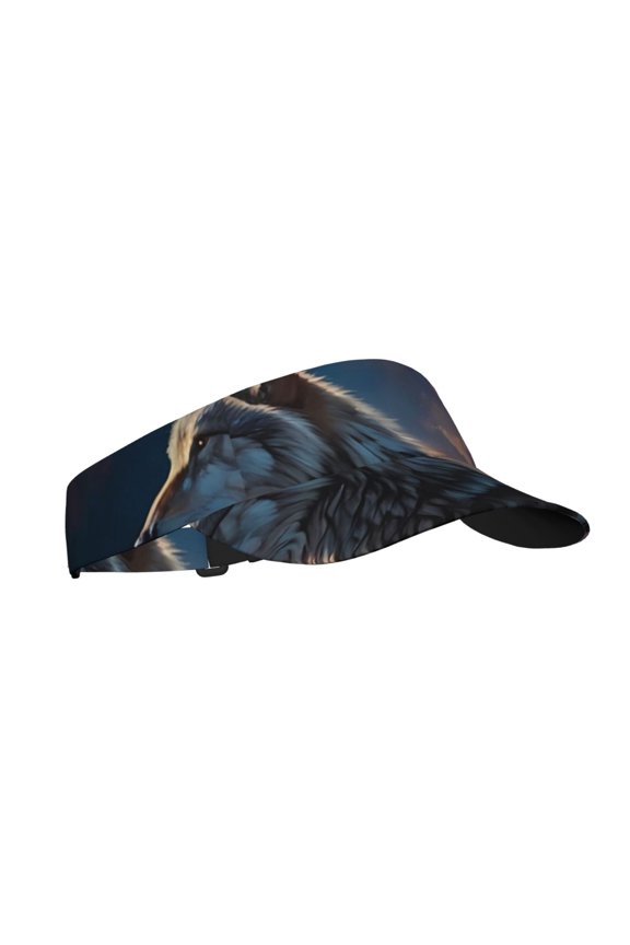 Night Sky Wolf Print Sun Visor Hat Golf Visor Adjustable Velcro Outdoor Sports Cap for Men Women