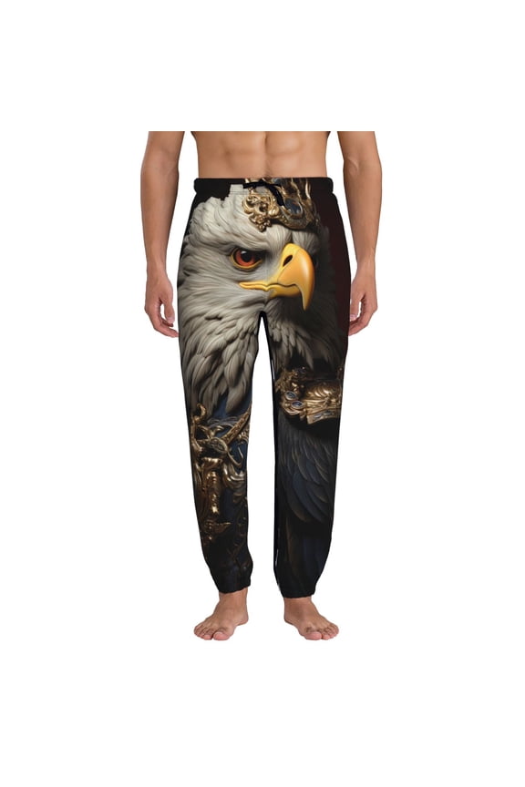 Noble Style Bald Eagle Pattern Joggers,Sweatpants for Men with Pockets-Medium